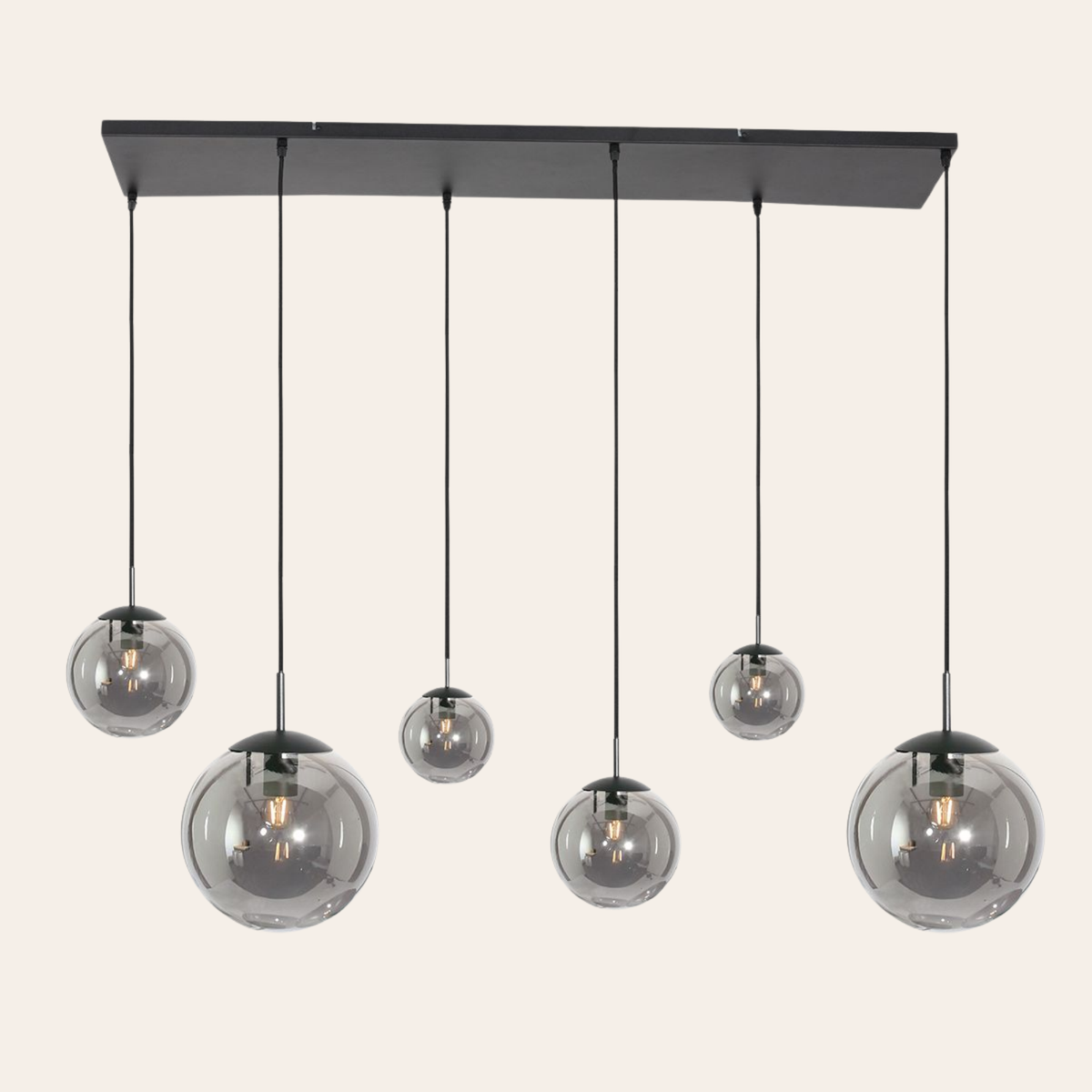 Steinhauer Bollique Hanglamp Zwart | 6-Lichts, Verstelbare Hoogte voor Eettafel en Woonkamer Steinhauer