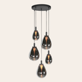 Steinhauer Glimsy Hanglamp Zwart | 5-Lichts, Verstelbaar, Smoke Glas, Perfect voor Eettafel