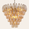 Eichholtz Benini Kroonluchter Eettafel S | Amber Glas, Antiek Messing, Sfeervol Licht