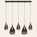 Steinhauer Glimsy Hanglamp | Zwart Metaal, Smoke Glas, Verstelbaar voor Eettafel