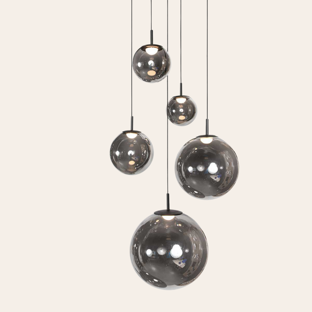 Steinhauer Bollique Hanglamp | Zwart Metaal, Smoke Glas, Dimbaar, Verstelbaar Steinhauer