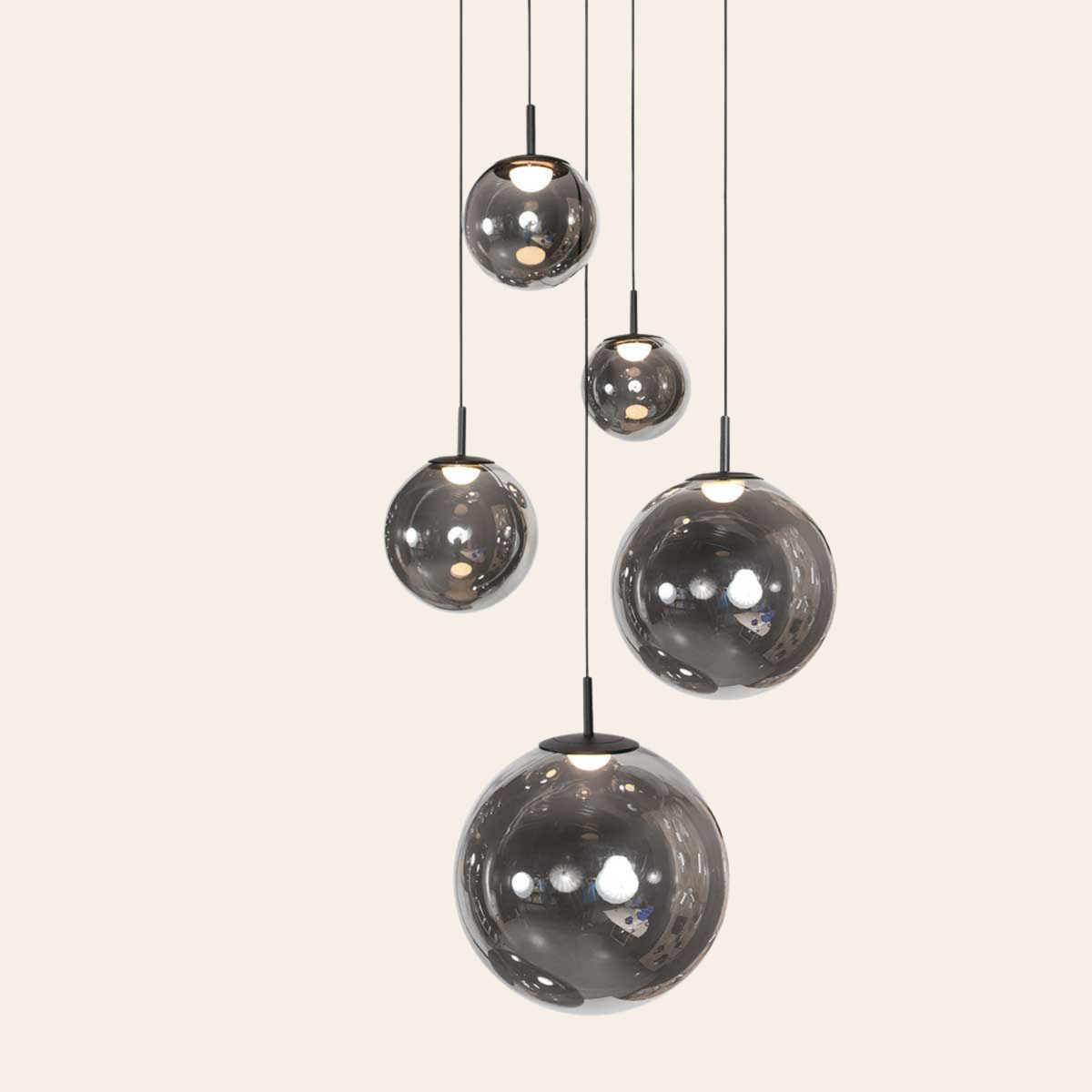 Steinhauer Bollique Hanglamp | Zwart Metaal, Smoke Glas, Dimbaar, Verstelbaar Steinhauer