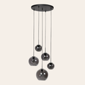 Steinhauer Sferio Hanglamp Zwart | Metaal met Rookglas, 5 Pendels voor Eettafel