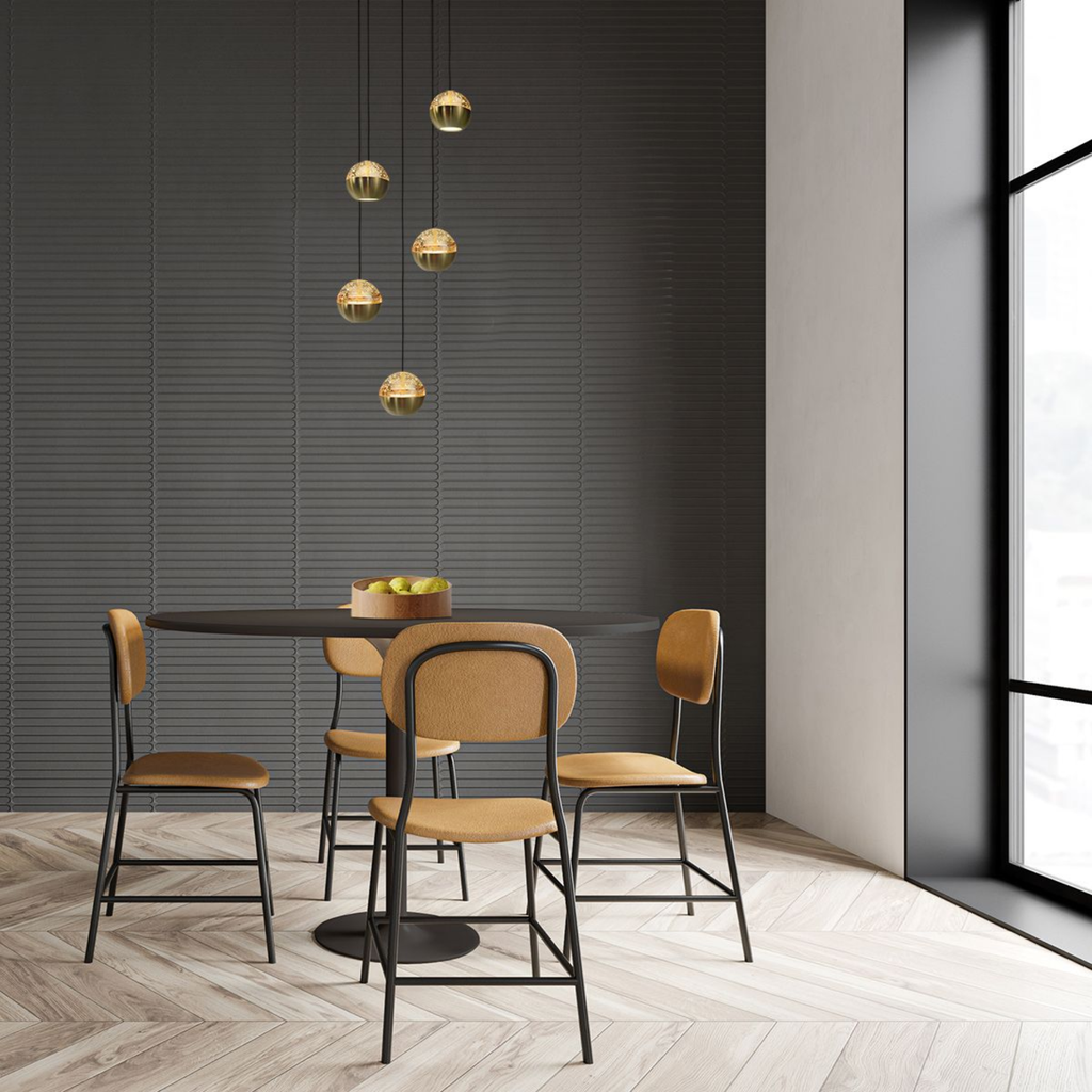 Steinhauer Belluno Hanglamp | Messing, Vijf Lichtpunten, Dim-to-Warm voor Eettafel