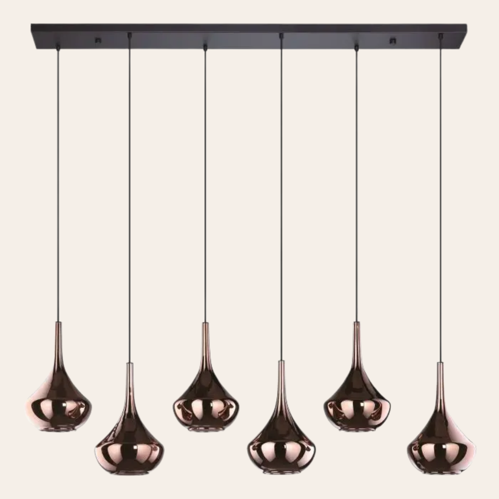 Eglo Almoster Druppelvormige Hanglamp Koperkleurig Spiegelglas met Opaline Binnenkap - E27 Design Hanglamp Zwart 144cm
