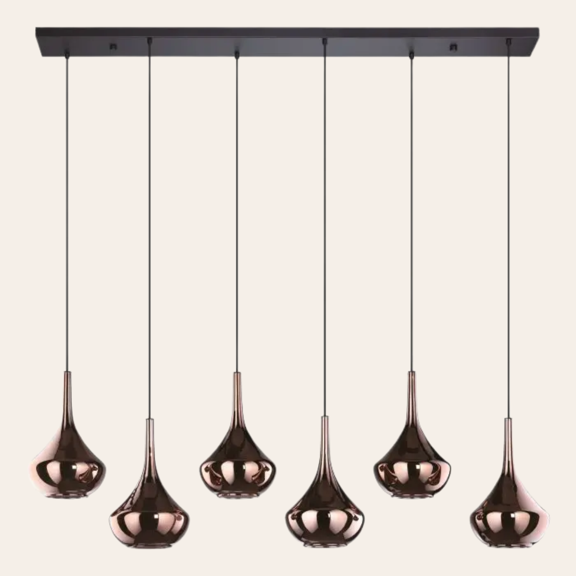 Eglo Almoster Druppelvormige Hanglamp Koperkleurig Spiegelglas met Opaline Binnenkap - E27 Design Hanglamp Zwart 144cm