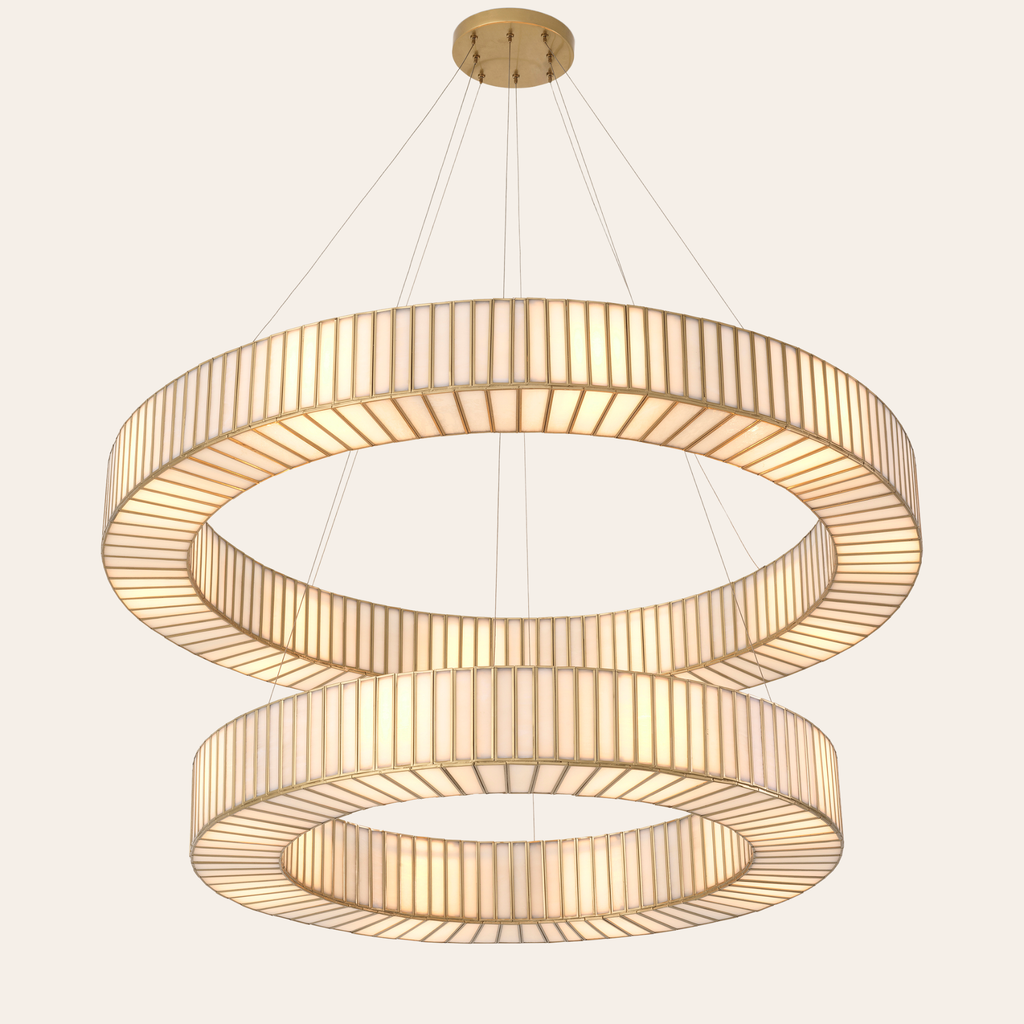 Eichholtz Monari Hanglamp | Antiek Messing, Wit Glas