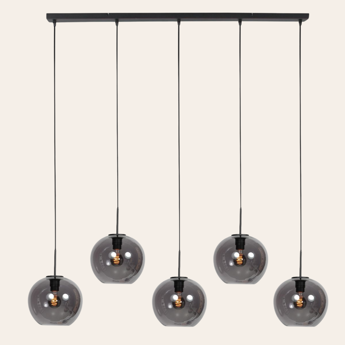 Steinhauer Sferio Hanglamp | Matzwart, Smoke Glas, 5-Lichts Voor Eettafel Steinhauer