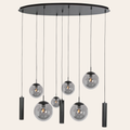 Steinhauer Bollique Hanglamp 9-lichts | Zwart Metaal, Smoke Glas, In Hoogte Verstelbaar