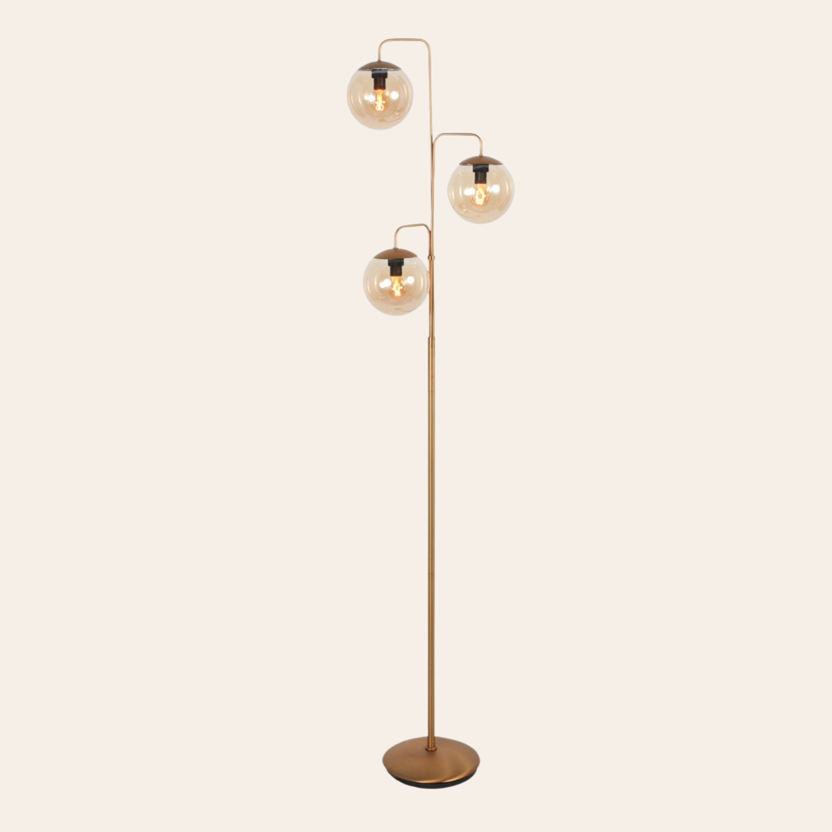Steinhauer Bollique Vloerlamp | Brons Metaal, 3-Lichts Amber Glas voor Woonkamer Steinhauer