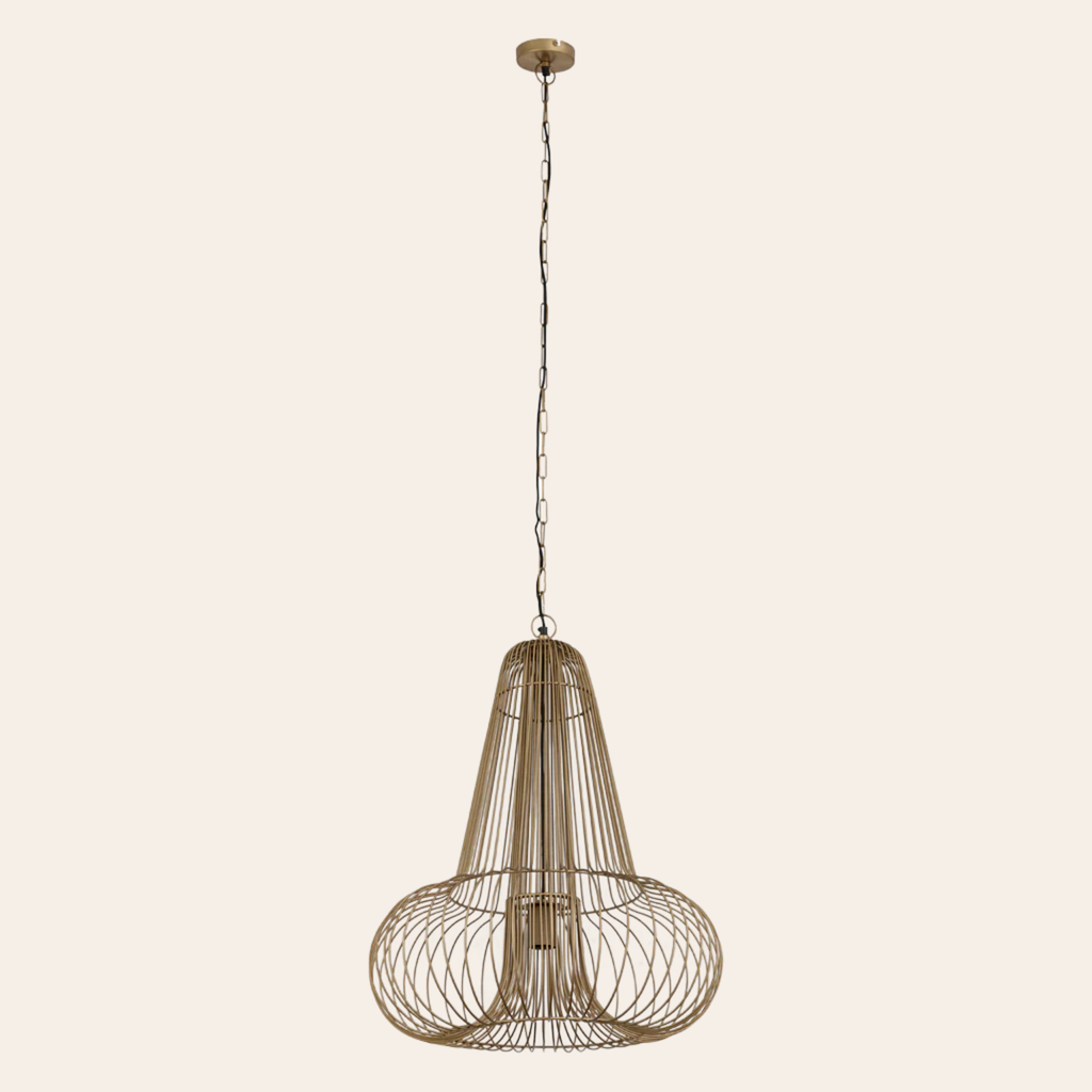 PTMD Aluesi Hanglamp Brons met Antiek Messing Afwerking - Metalen Design Hanglamp 1-Lichts