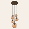 Steinhauer Bollique Hanglamp | Cacao Metaal, 5-lichts met Amber Glas