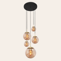 Steinhauer Bollique Hanglamp | Messing, 5-lichts met Amber Glas