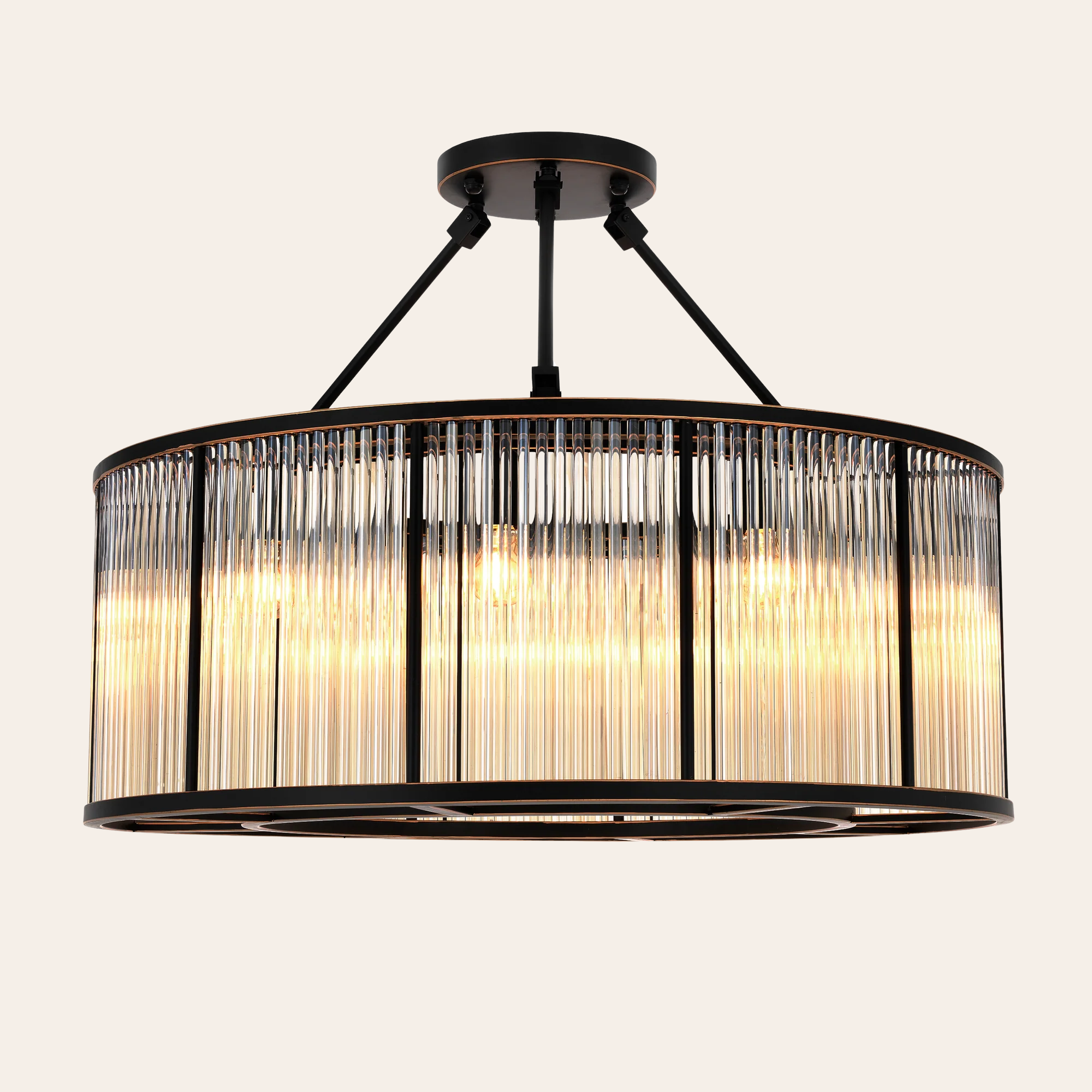Eichholtz Bernardi L Plafondlamp | Donker Brons, Art Deco Glas, Vintage Elegantie