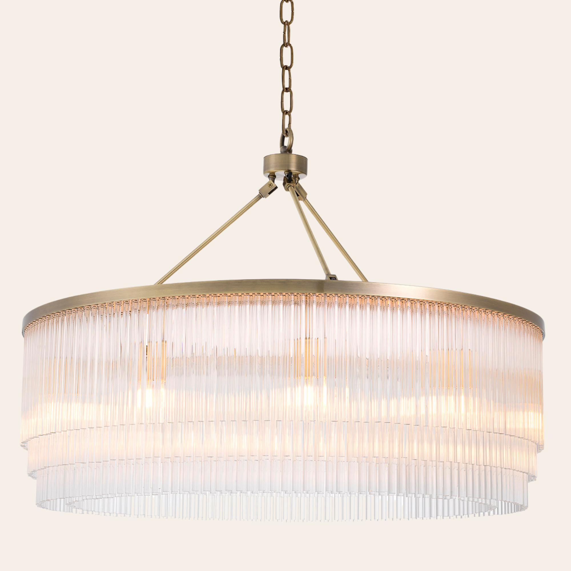 Eichholtz Hector Kroonluchter L| Licht Geborsteld Messing, Moderne Elegantie