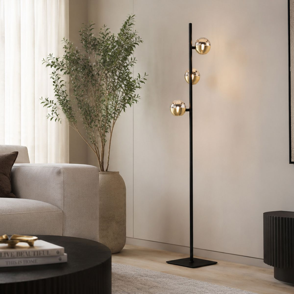 Steinhauer Belluno Vloerlamp | Zwart Messing, Dim to Warm LED voor Woonkamer