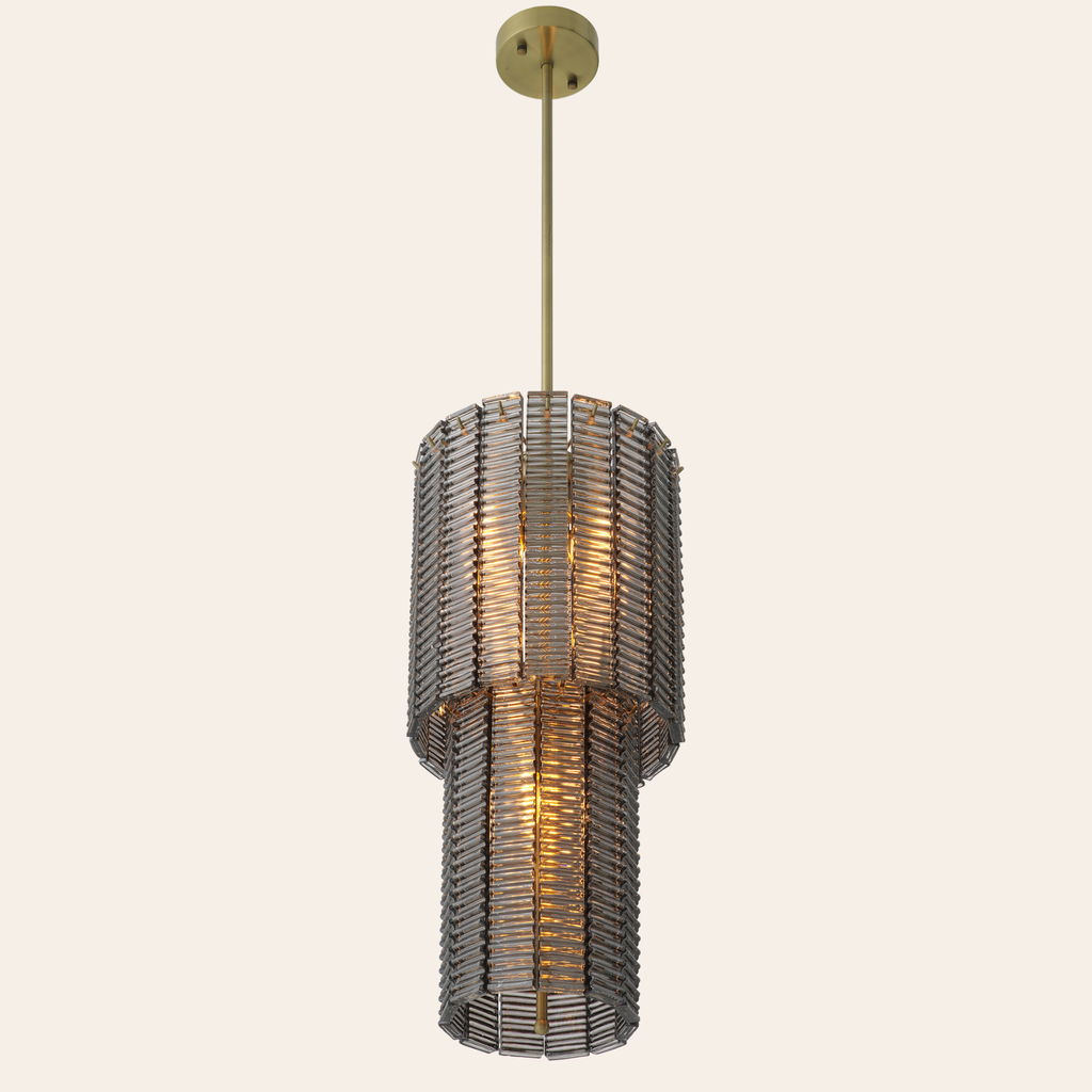 Eichholtz Imperial Kroonluchter S | Brushed Brass, Smoke Glass Hanglamp