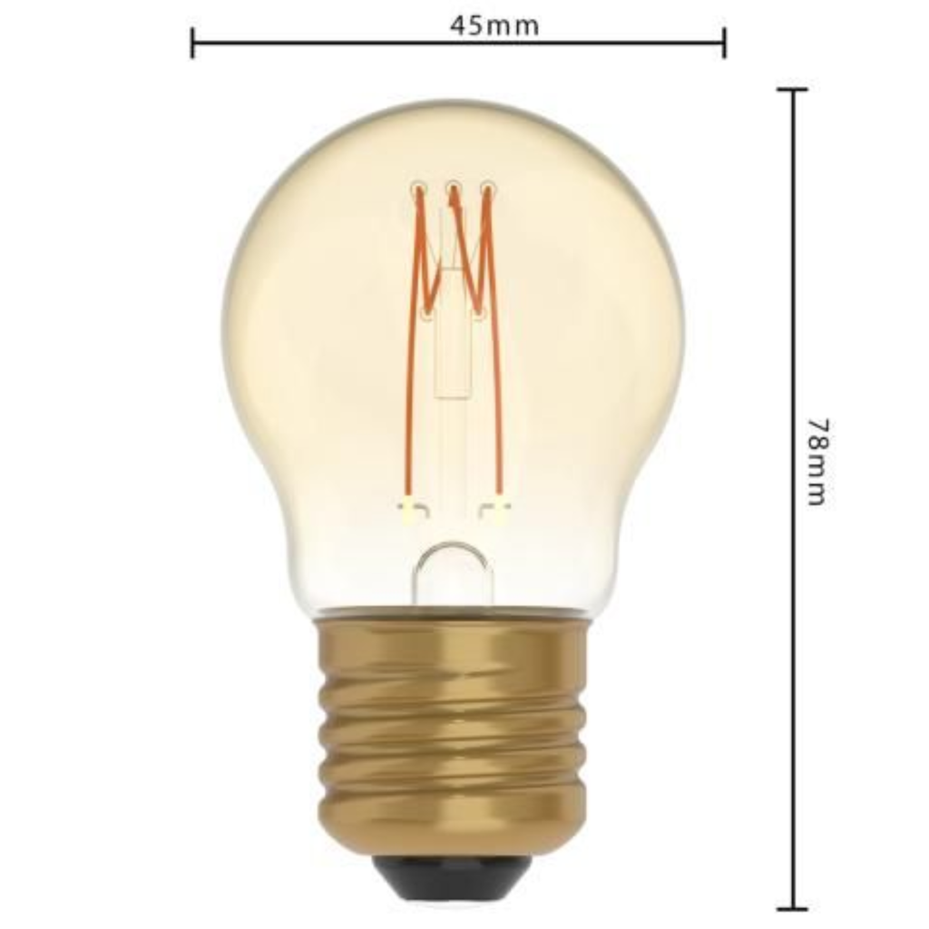 Led lichtbron met E27 fitting filament 2,5W, 1800K, dimbaar G45 vorm
