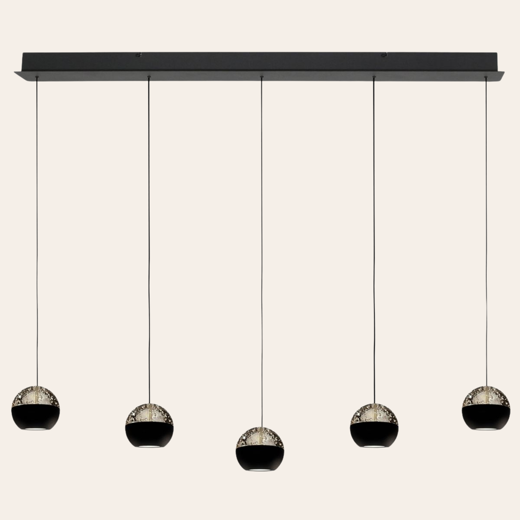 Steinhauer Belluno Hanglamp Zwart | 5-Lichts, Smoke Glas, Verstelbare Kabel, Eettafel Lamp