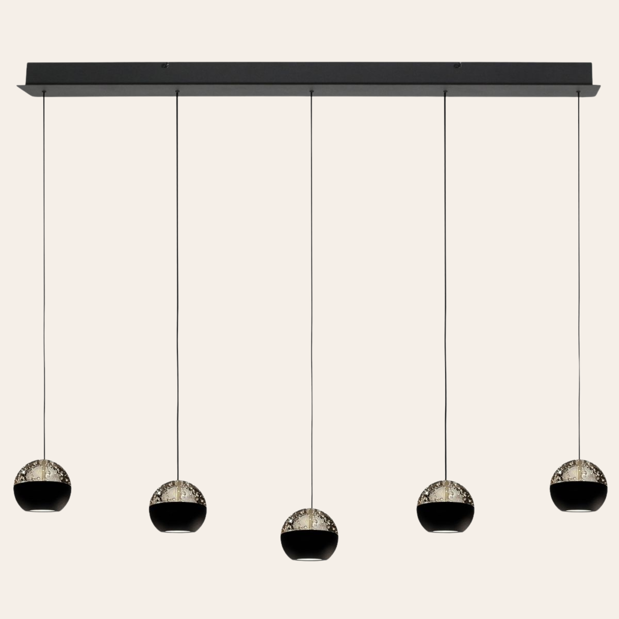 Steinhauer Belluno Hanglamp Zwart | 5-Lichts, Smoke Glas, Verstelbare Kabel, Eettafel Lamp