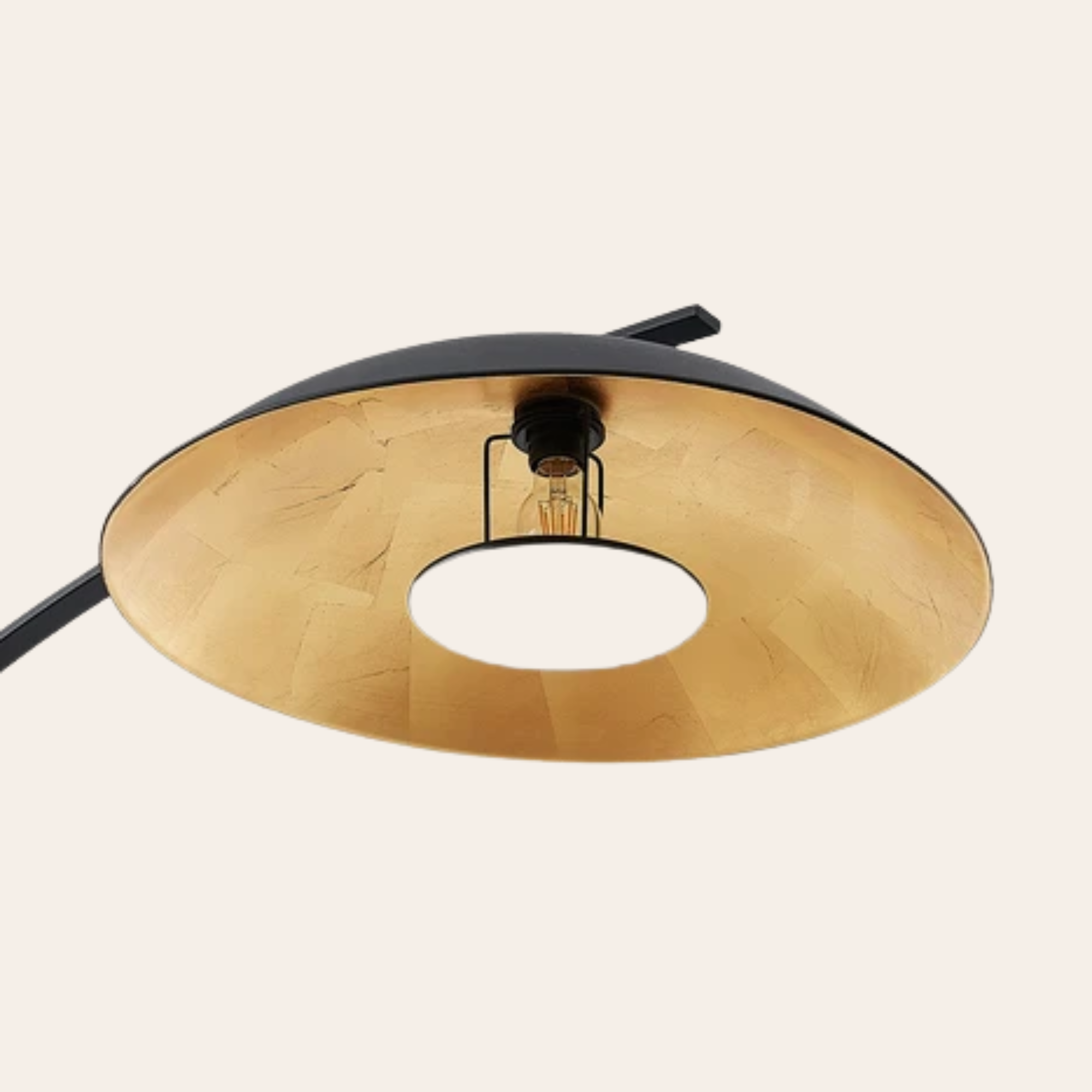Lindby Emilienne Booglamp Zwart met Goudkleurige Kap - Metalen Vloerlamp 180 cm E27
