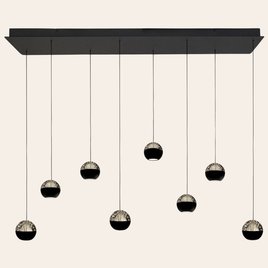 Steinhauer Belluno Hanglamp | Zwart Smoke Glas, 8-Lichts Eettafel Verlichting, Dim-to-Warm Steinhauer