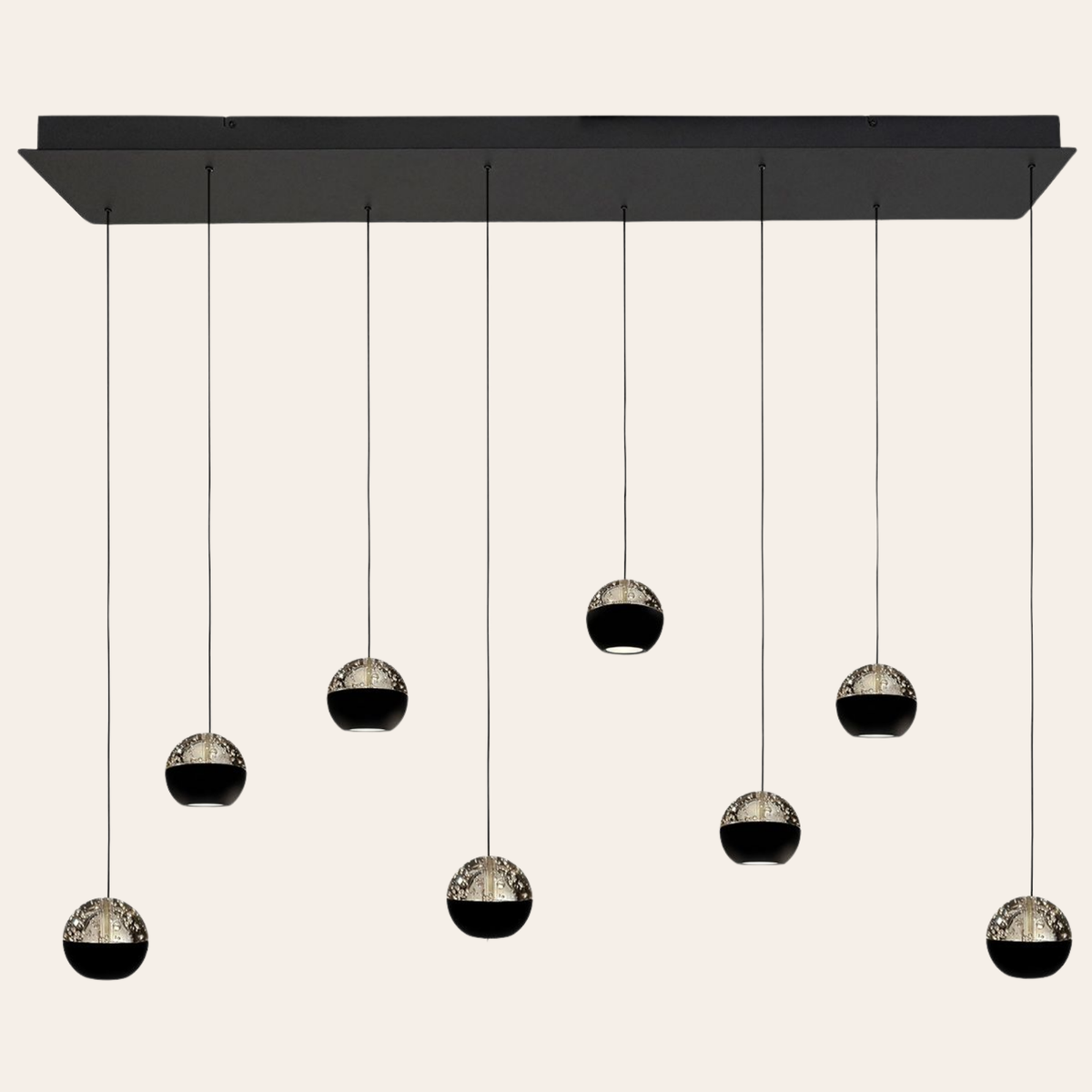 Steinhauer Belluno Hanglamp | Zwart Smoke Glas, 8-Lichts Eettafel Verlichting, Dim-to-Warm Steinhauer