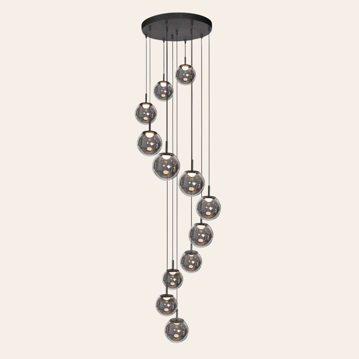 Steinhauer Bollique Hanglamp Zwart | Metaal, 12 Lichtpunten, Dimbaar, Ideaal voor Eettafel en Woonkamer Steinhauer