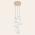 Steinhauer Bollique Hanglamp | Crème Metaal, Mat Wit Glas, 5-lichts Verstelbaar