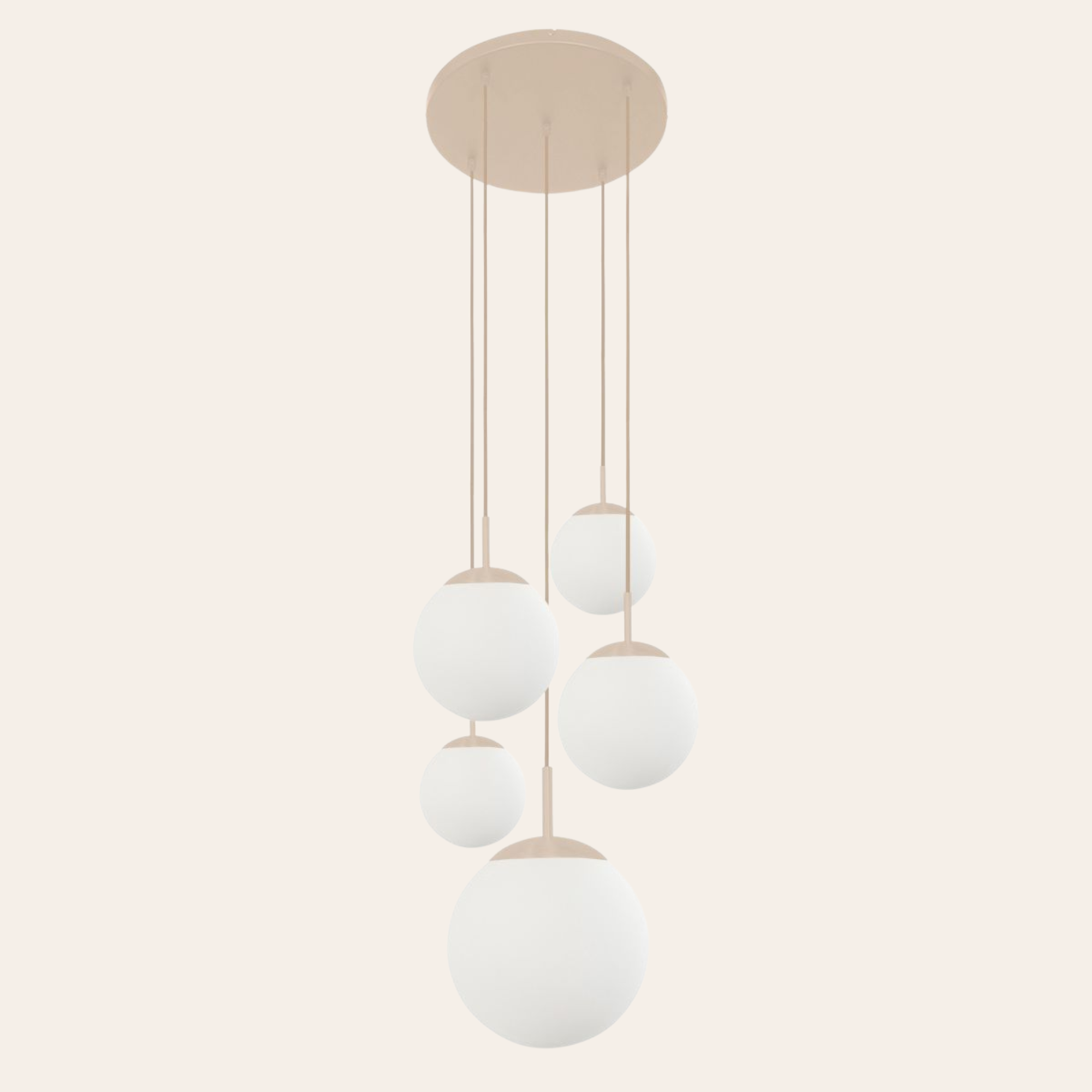 Steinhauer Bollique Hanglamp | Crème Metaal, Mat Wit Glas, 5-lichts Verstelbaar