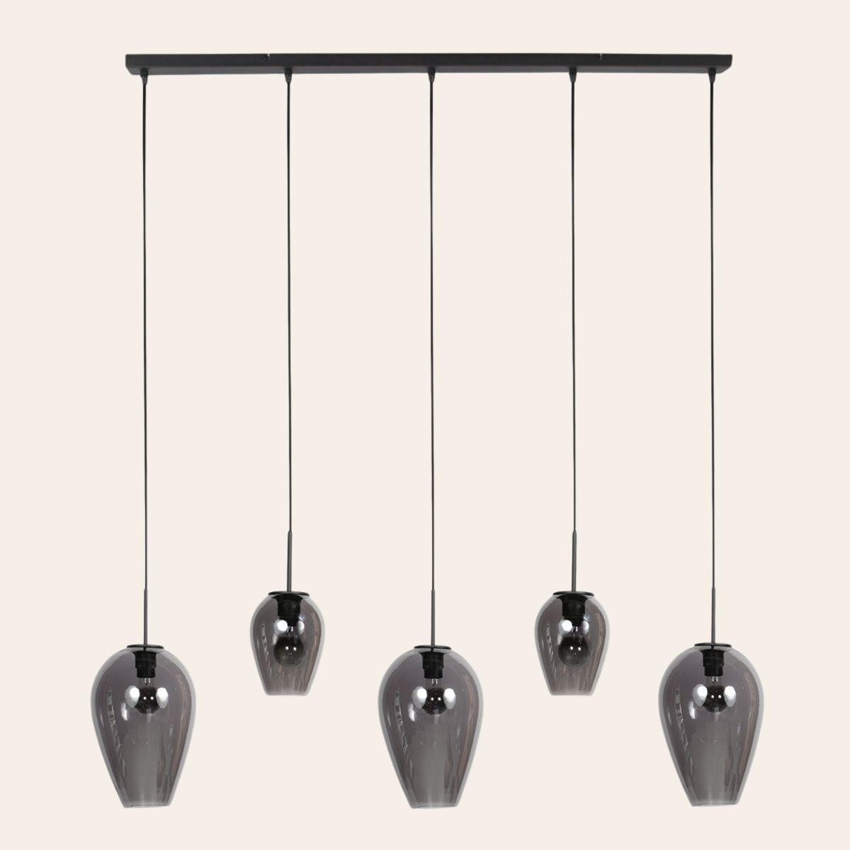 Steinhauer Drovia Hanglamp Zwart | Smoke Glas, Verstelbaar voor Eettafel Steinhauer