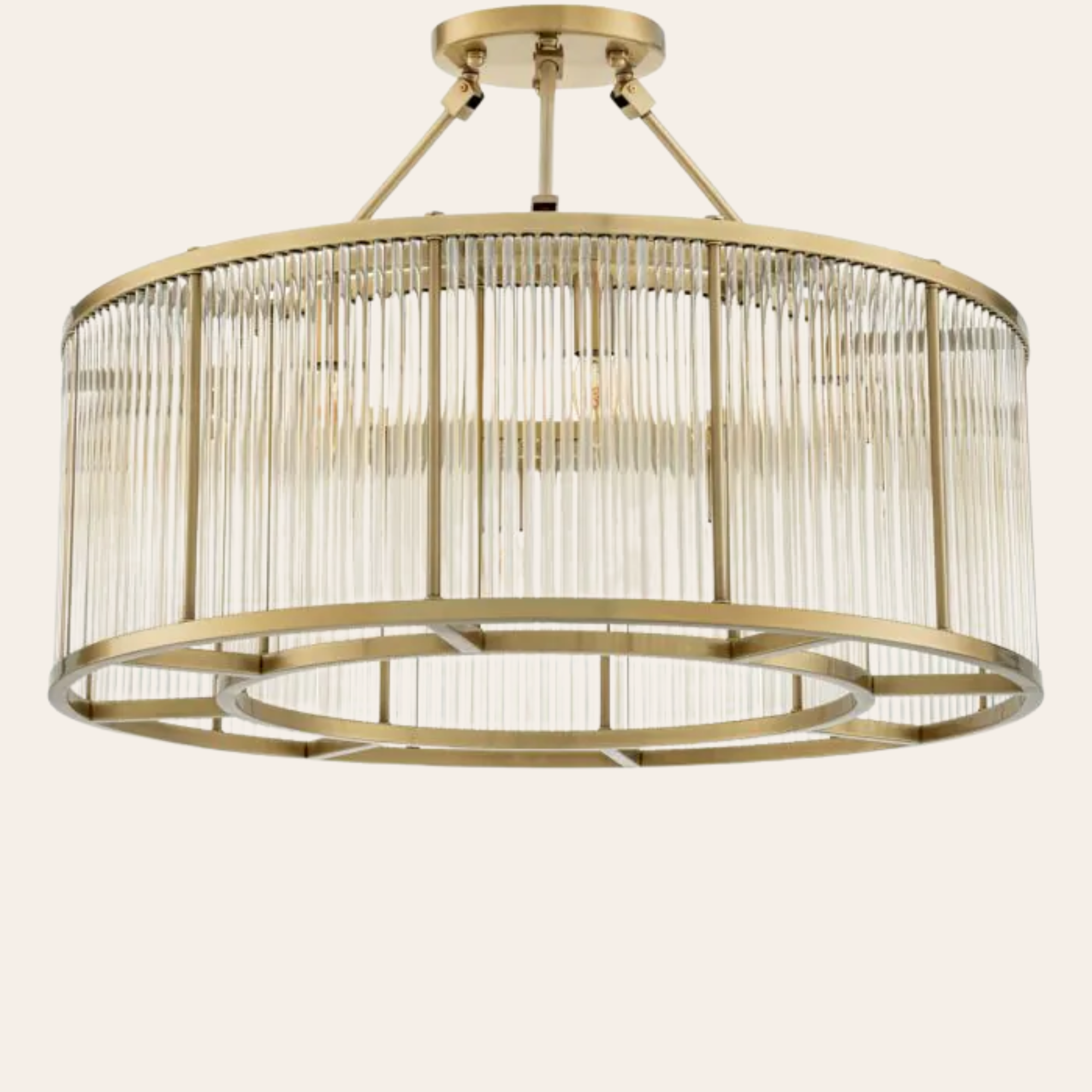 Eichholtz Bernardi L Plafondlamp | Art Deco Glas, Antiek Messing