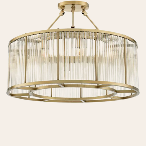 Eichholtz Bernardi L Plafondlamp | Art Deco Glas, Antiek Messing