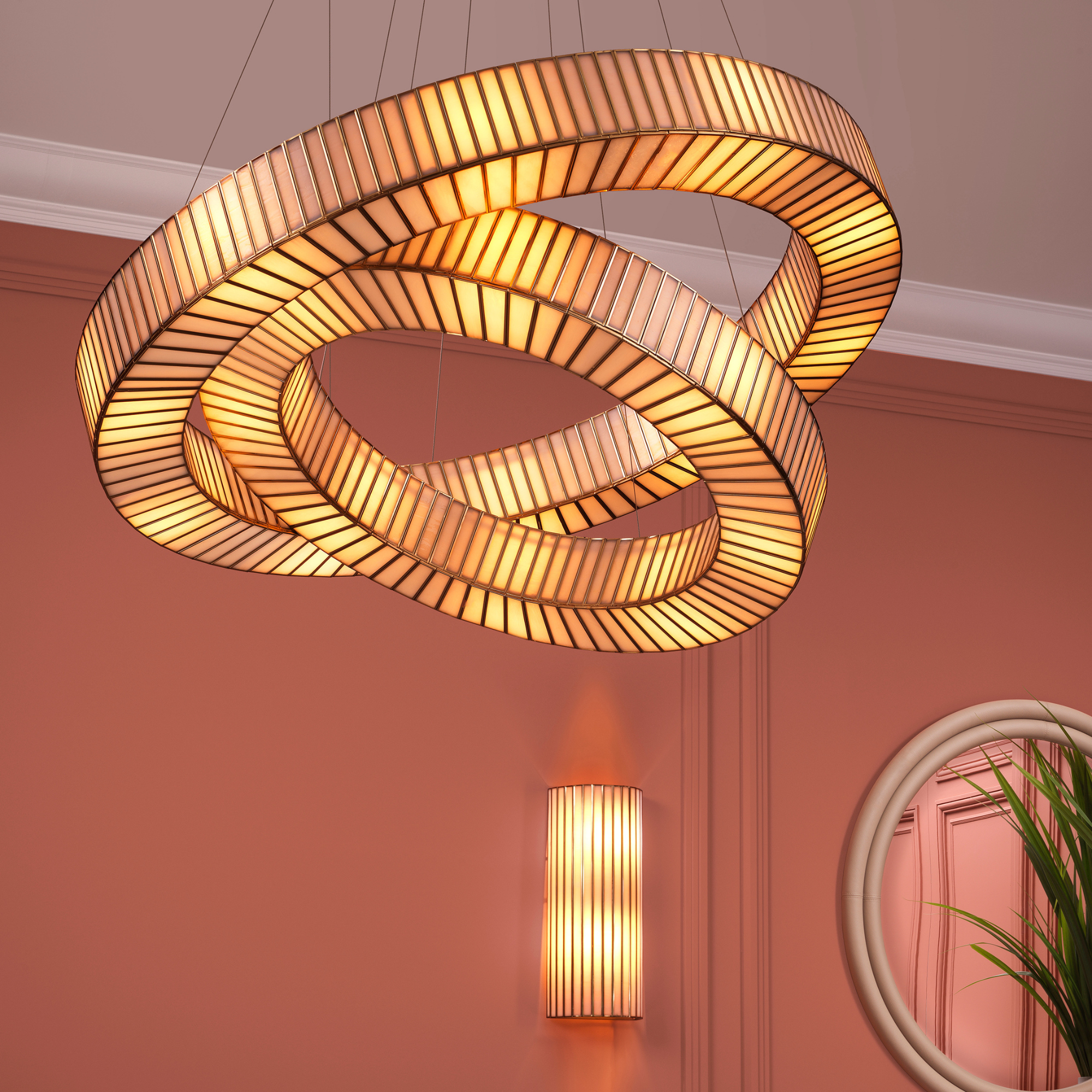 Eichholtz Monari Hanglamp | Antiek Messing, Wit Glas