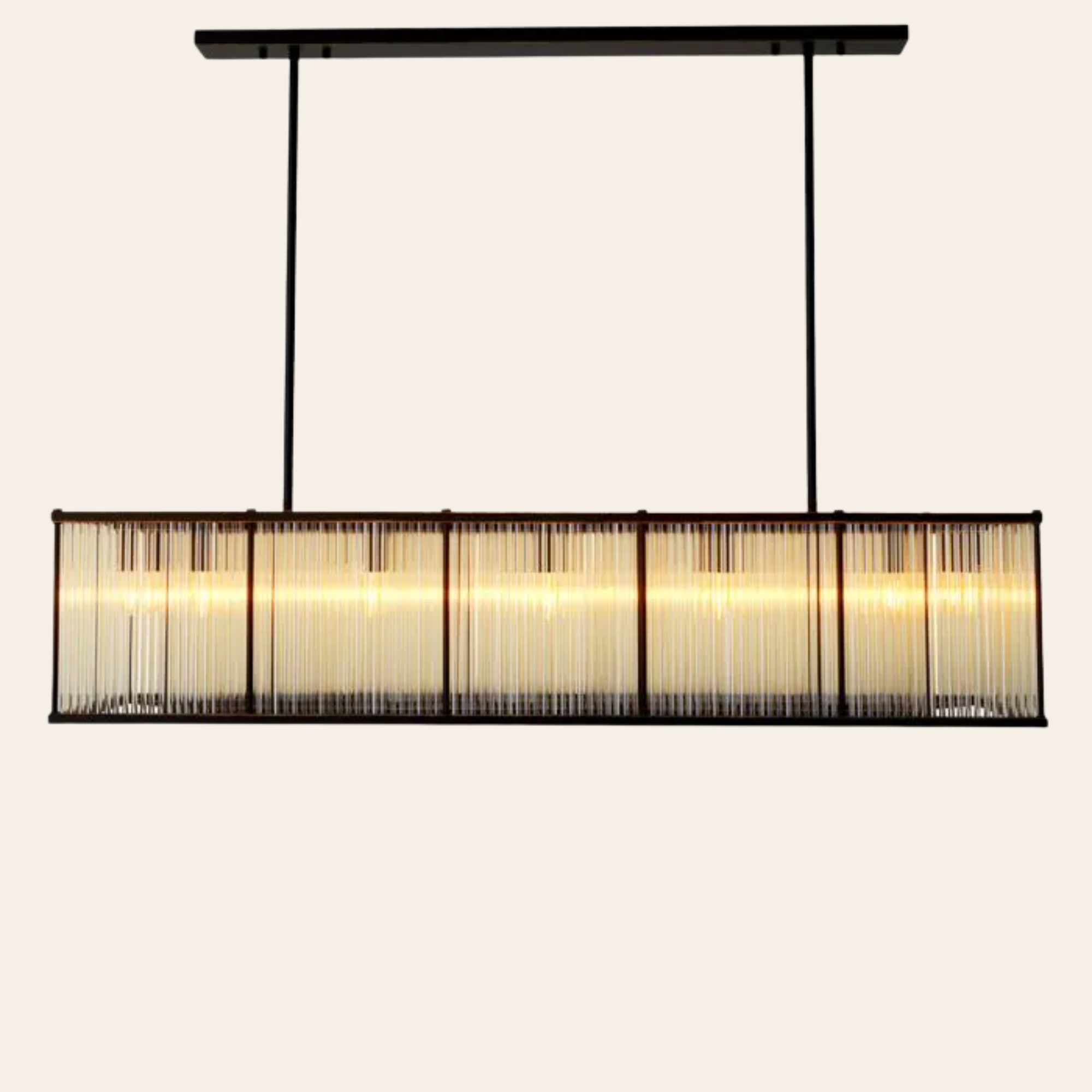 Eichholtz Bernardi Rechthoekige Hanglamp | Vintage Glas, Brons Gunmetal Afwerking voor Eettafel en Woonkamer