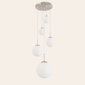 Steinhauer Bollique Hanglamp | Staalkleurig, 5-lichts met Mat Wit Glas