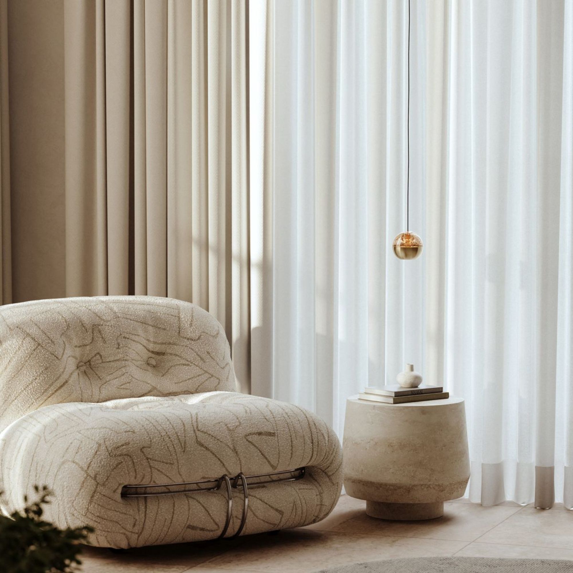 Steinhauer Belluno Hanglamp | Messing, Amberglas, Dimbaar LED