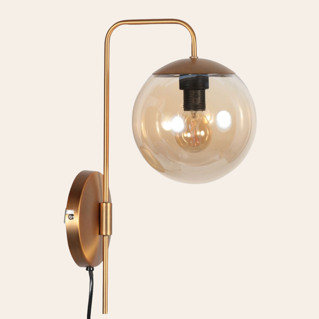 Steinhauer Bollique Wandlamp | Bronskleurig Metaal, Amberglas, E14 Fitting Steinhauer