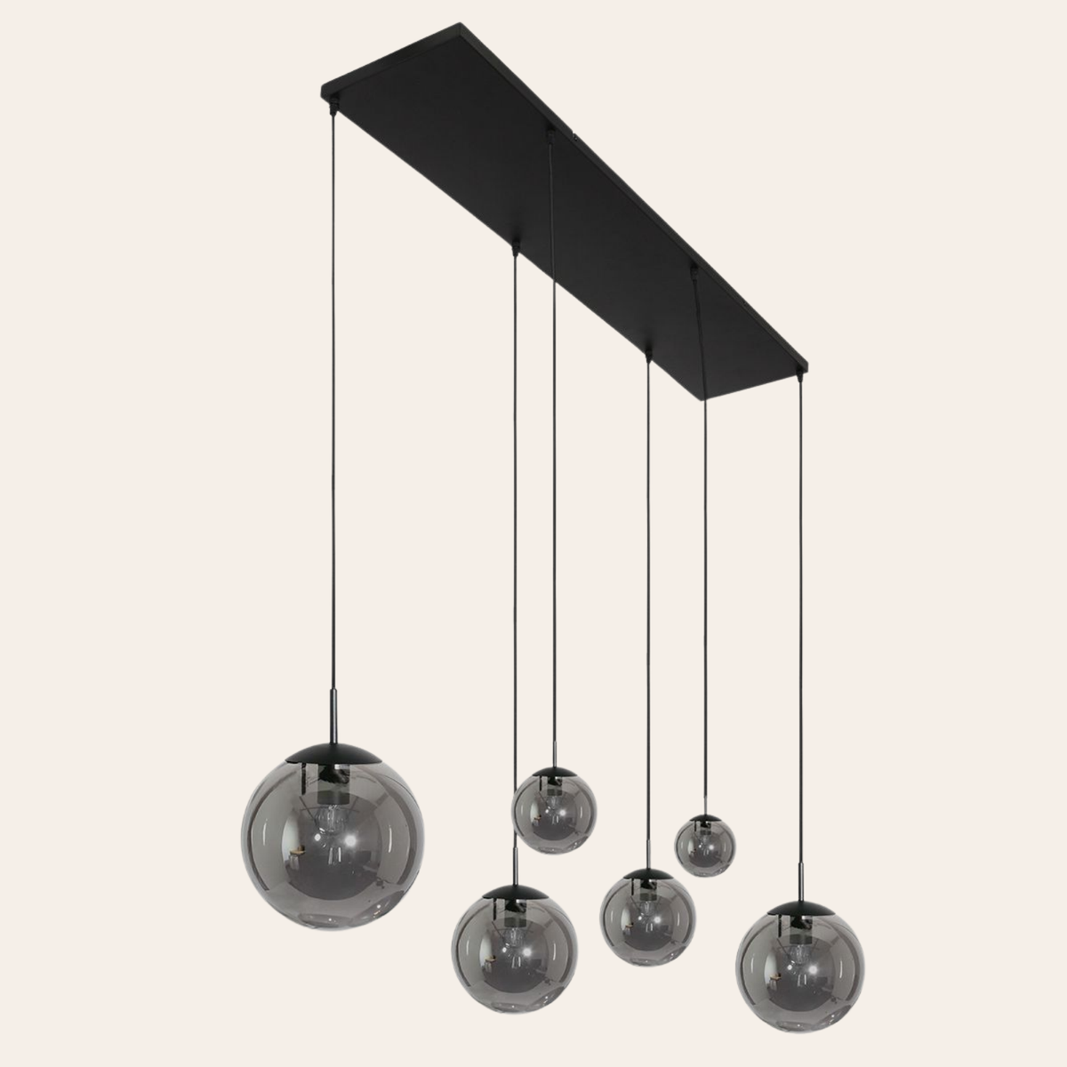 Steinhauer Bollique Hanglamp Zwart | 6-Lichts, Verstelbare Hoogte voor Eettafel en Woonkamer Steinhauer