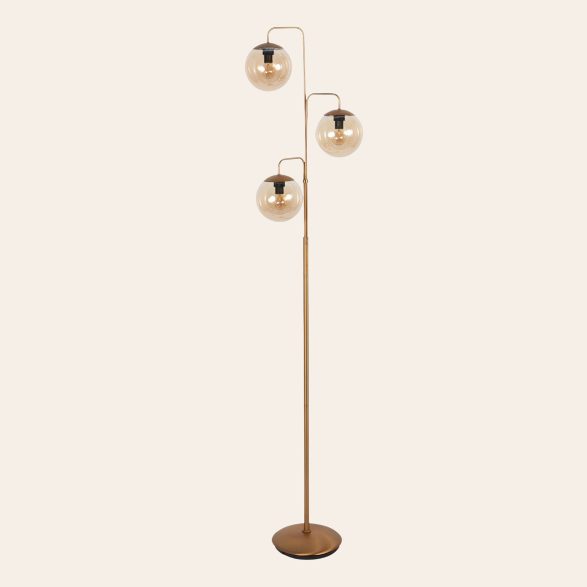 Steinhauer Bollique Vloerlamp | Brons Metaal, 3-Lichts Amber Glas voor Woonkamer Steinhauer