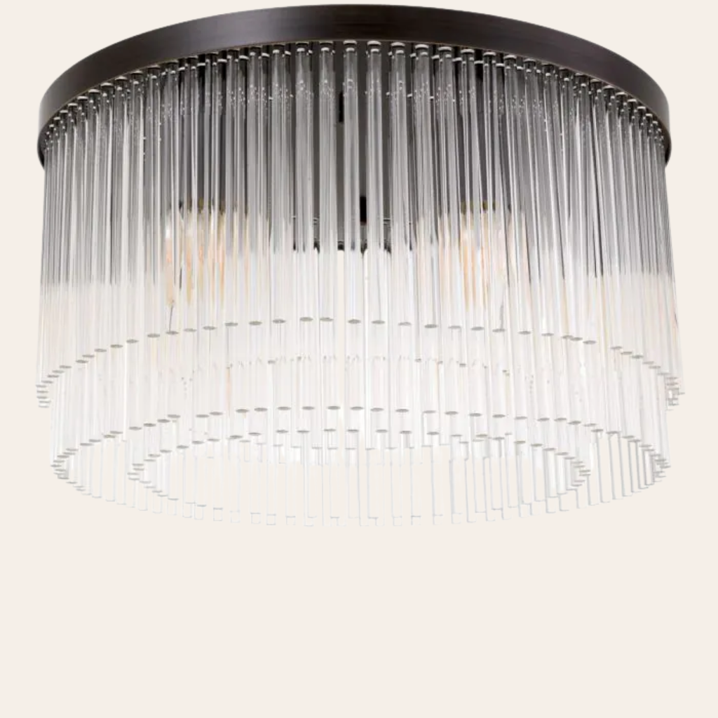 Eichholtz Hector Plafondlamp | Art Deco, Brons en Glas voor Slaapkamer en Woonkamer