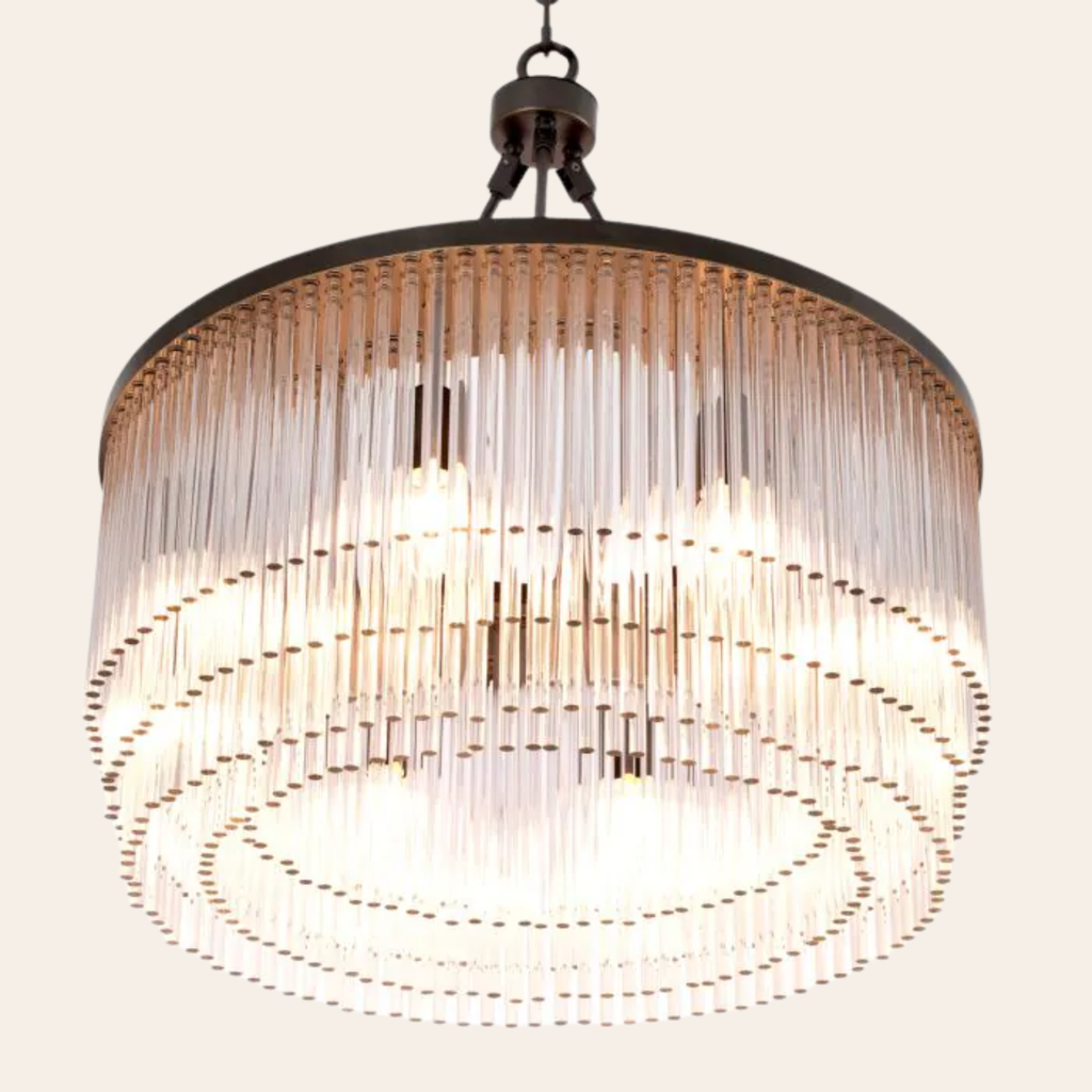 Eichholtz Hector Hanglamp S | Art Deco Glas met Bronzen Accent, Ideaal voor Eettafel en Woonkamer