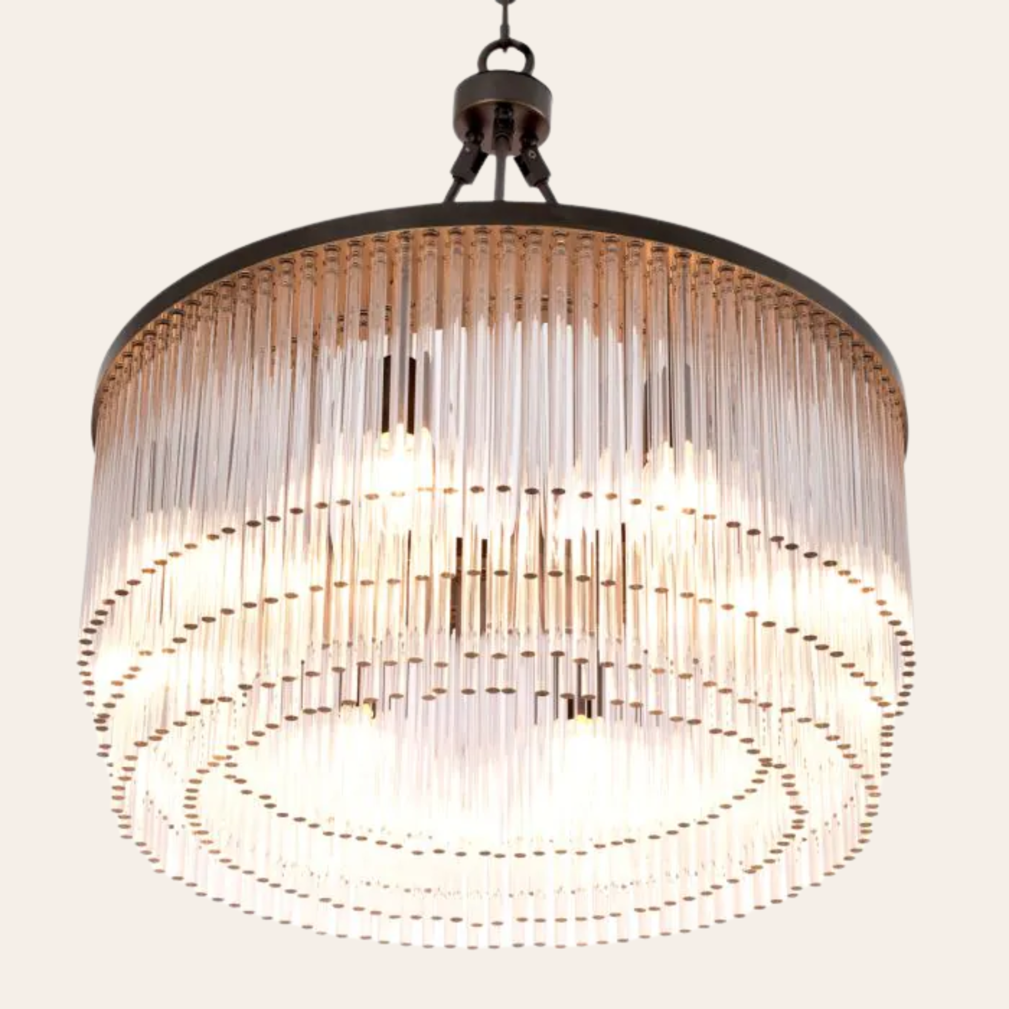 Eichholtz Hector Hanglamp S | Art Deco Glas met Bronzen Accent, Ideaal voor Eettafel en Woonkamer