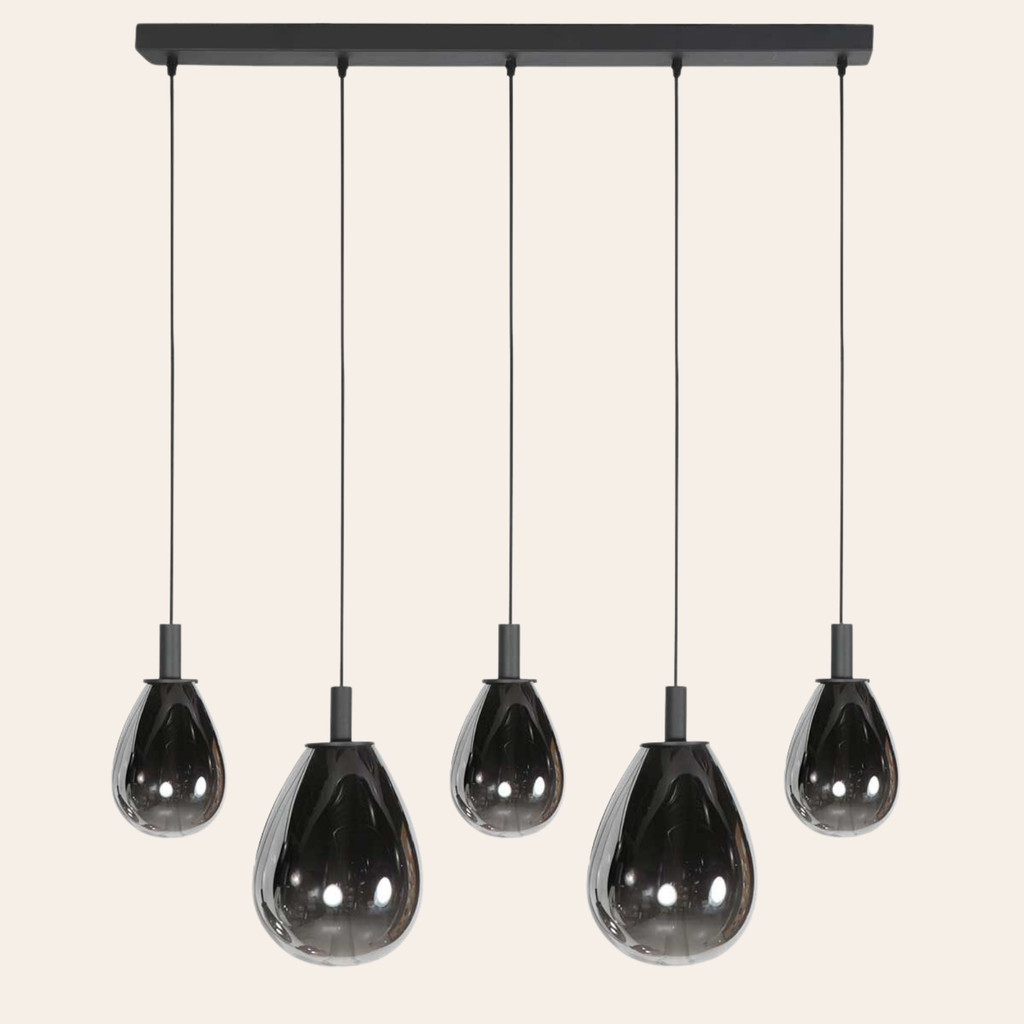 Steinhauer Glimsy Hanglamp | Zwart Metaal, Smoke Glas, Verstelbaar voor Eettafel Steinhauer