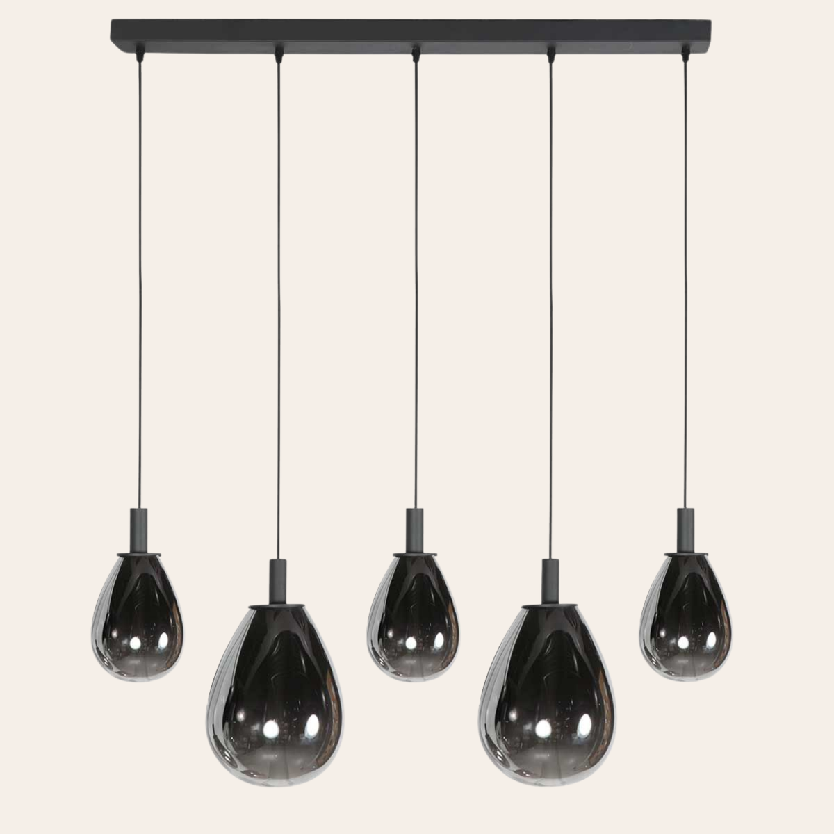 Steinhauer Glimsy Hanglamp | Zwart Metaal, Smoke Glas, Verstelbaar voor Eettafel Steinhauer