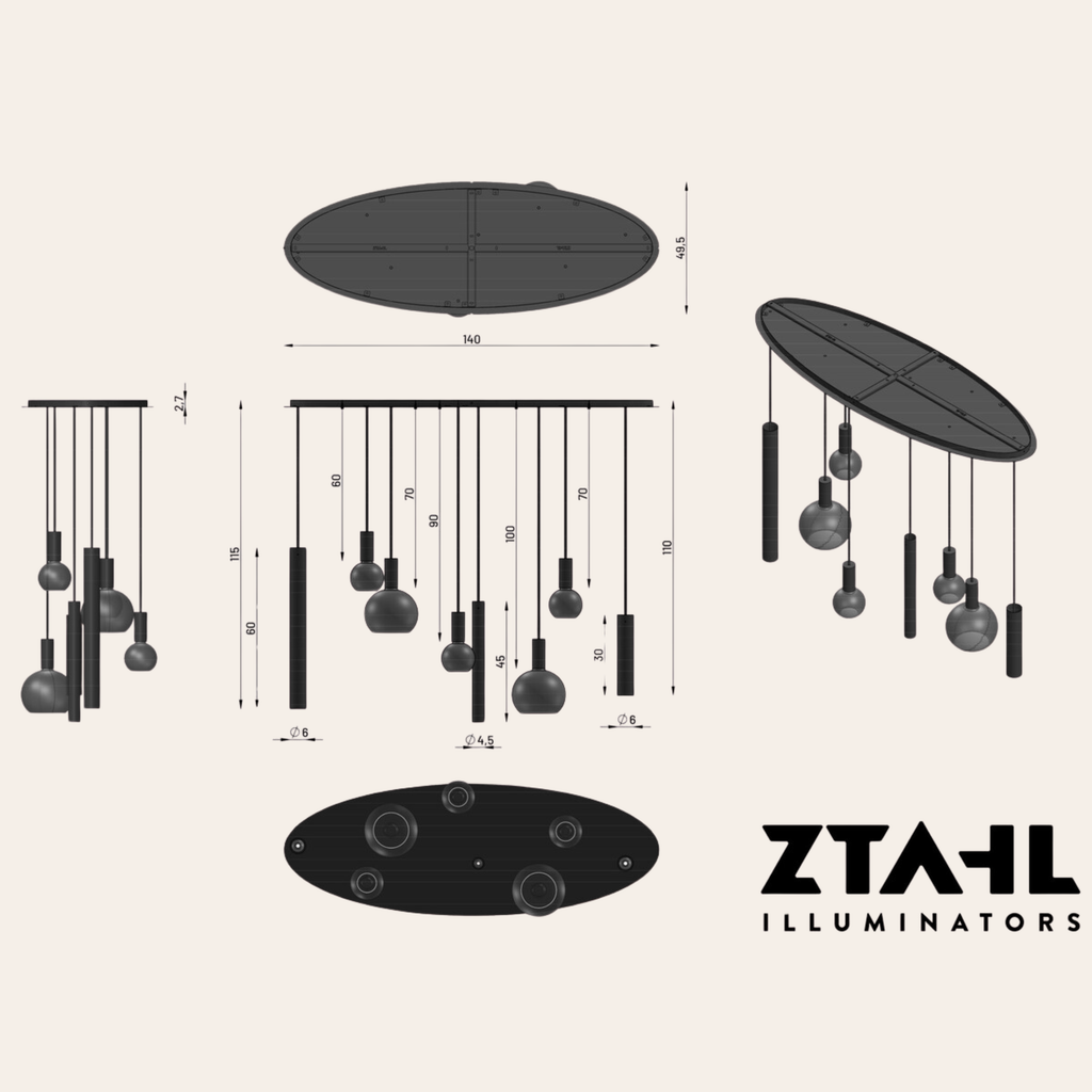 Ztahl Riva Hanglamp met Segula Lichtbronnen - 8-Lichts Design Hanglamp Verstelbaar 140 cm