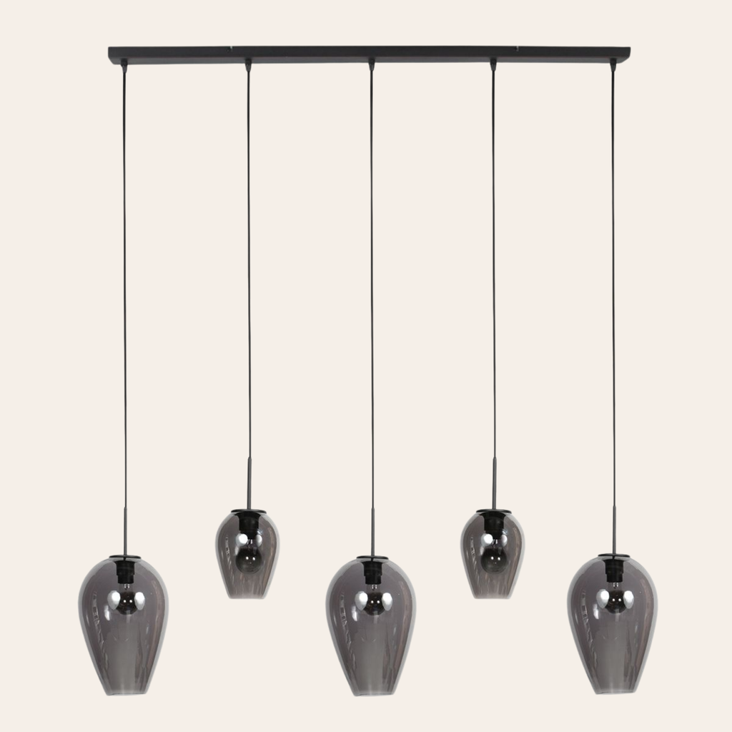 Steinhauer Drovia Hanglamp Zwart | Smoke Glas, Verstelbaar voor Eettafel