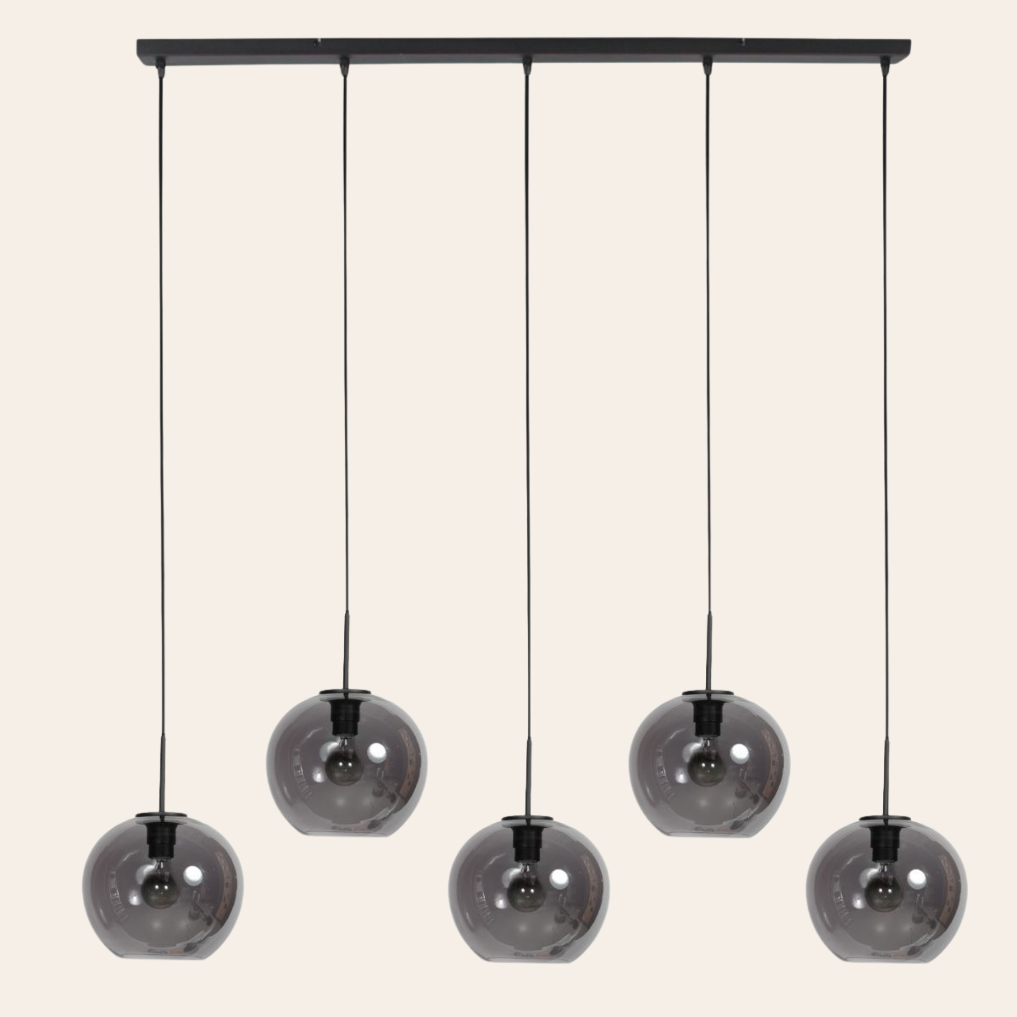 Steinhauer Sferio Hanglamp | Matzwart, Smoke Glas, 5-Lichts Voor Eettafel