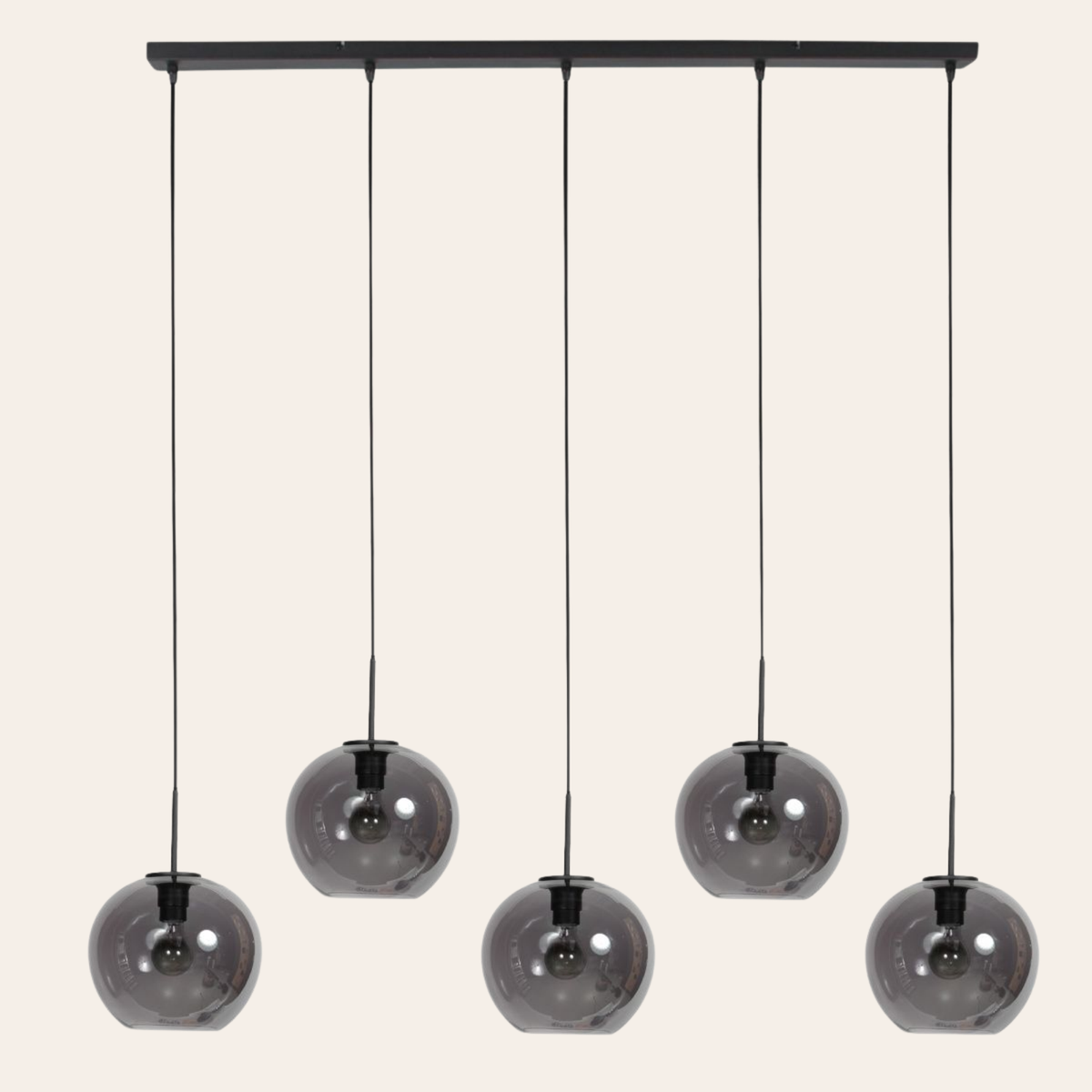 Steinhauer Sferio Hanglamp | Matzwart, Smoke Glas, 5-Lichts Voor Eettafel Steinhauer