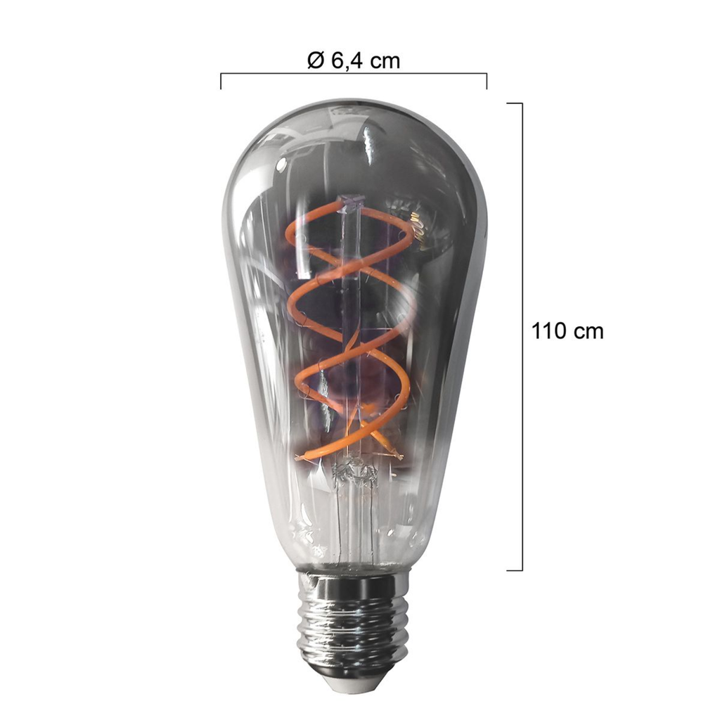 055 Dimbare smoke lichtbron met E27 fitting 140 Lumen 1800 Kelvin 4,5 Watt